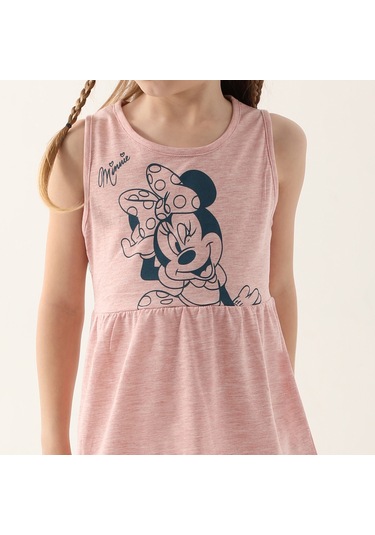 Minnie Mouse D4860-3 Çocuk  Pembe Melanj Elbise