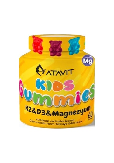 Atavit Kids Gummies K2 D3 Magnezyum 60 Tablet
