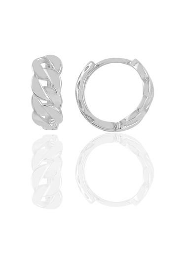 Gümüş Rodyumlu Zincir Modeli Halka Küpe N11.47555