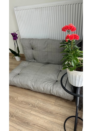Modern Style Home Kalorifer Önü Yer & Palet Minderi 2'li Takım Açık Gri
