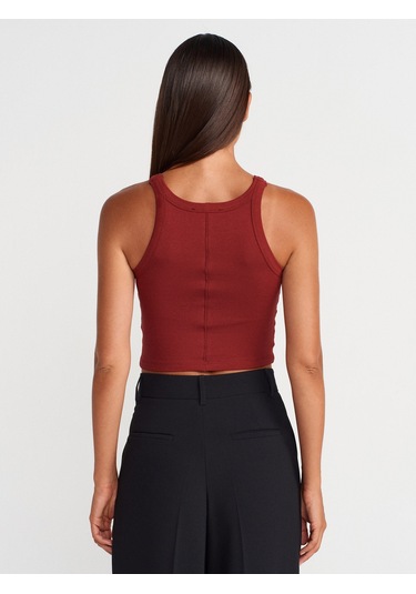 Dilvin 21104 Fitilli Crop Top-açık Bordo Açık Bordo