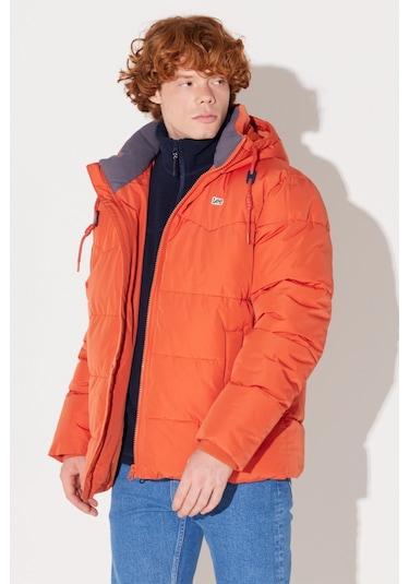 Lee Regular Fit Normal Kesim Kapüşonlu Turuncu Şişme Mont L88Bny700 Turuncu