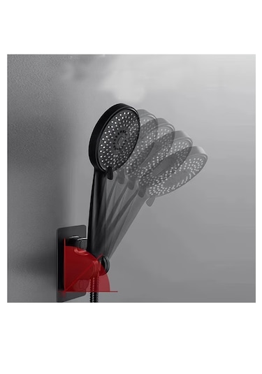 Caprice Duş Başlığı , Siyah Yapışkanlı Duş Mafsalı Ve Hortum Seti Siyah