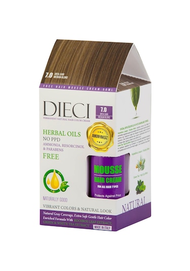 Dieci Herbal Oils Amonyaksız Kit Saç Boyası 7.0 Orta Sarı