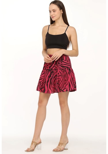 Fuşya Şifon Krep Kumaş Şort Etek Fuşya