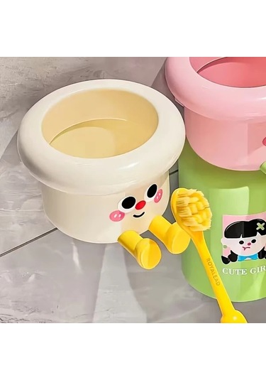 Elmpaly Yeşil Duş Düzenleyici Yapışkanlı Diş Fırçası Askısı Ağız Çalkalama Kabı Yeşil