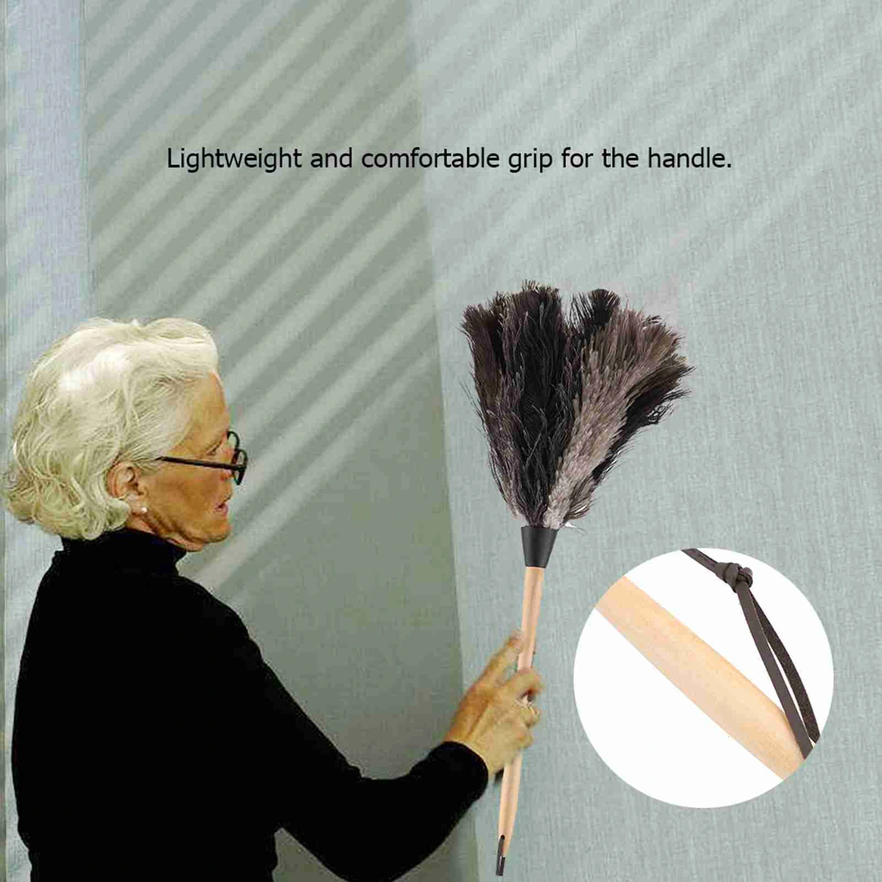 Mufunye Ahşap Saplı Değişik Kullanimlı Yıkamabilir Yumuşak Devekuşu Tüyü Toz Süpürücü Ev Araç Temizliği 57cm Diğer