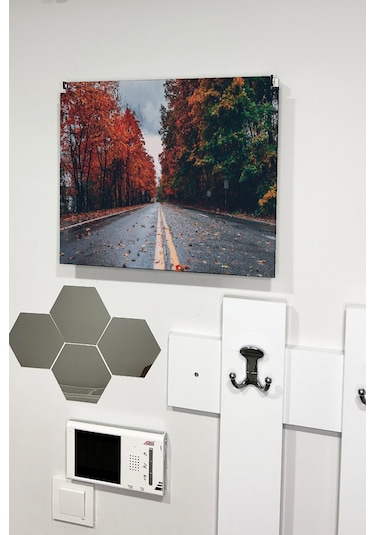 No77decor Sigorta Saklama Kutusu Aynı Zamanda Yol Ve Sonbahar Manzaralı Tablo