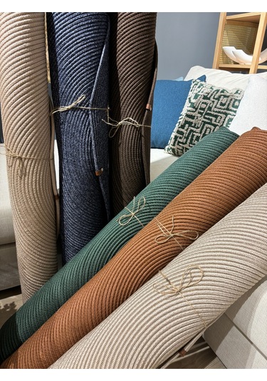 Jüt Yuvarlak Hasır Görünümlü Klasik Halı Kilim Kahverengi