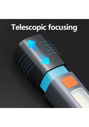 Led Meşale Işığı Xpe Süper Parlak El Feneri Kanca İle Kamp Işık Usb Şarj Edilebilir Zumlanabilir Su Geçirmez Dış Mekan Çalışma Işıkları Siyah