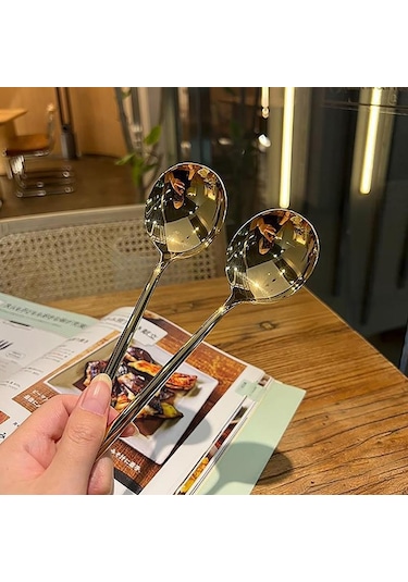 Gümüş Paslanmaz Çelik Büyük Kare Mutfak Kaşığı Düz Tabanlı Pirinç Çorbası Kepçesi Tatlı Dondurma Servis Spatula Sofra