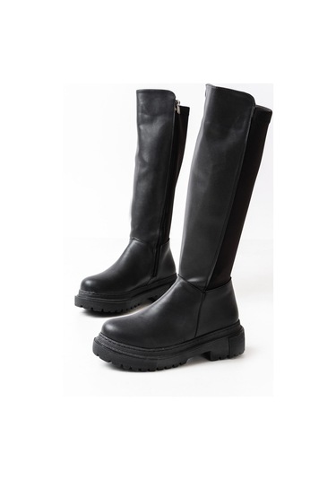 812-305 Siyah Arkası Streç Fermuarlı Günlük Kadın Çizme Resimdeki Renk