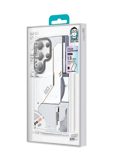 Galaxy Uyumlu S25 Ultra Kılıf Magsafe Şarj Özellikli Benks Dynamic Mecha Serisi Kapak Beyaz