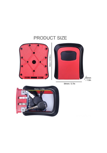 Kangvka Alüminyum 4 Basamaklı Kombinasyonlu Anahtar Saklama Kutusu, Toz Kapaklı, Gözlük/duvar Montajlı, Güvenli Depolama, Siyah, Ks008 Diğer