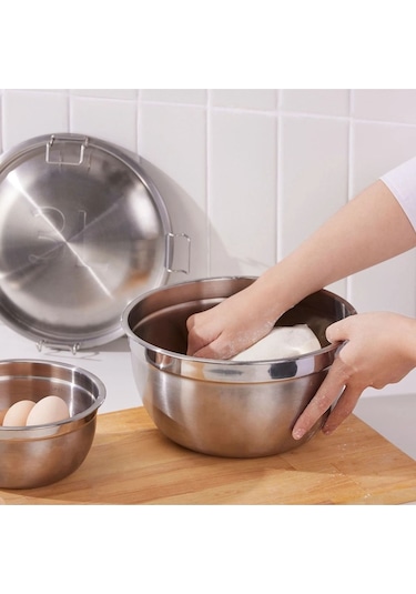 Cıklıd Çelik Saklama Kabı Seti, Paslanmaz Çelik, 3'lü Set Metalik