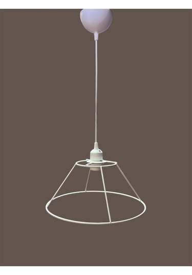 Huni Avize Teli , İskeleti Kısa Boy 30x13 Cm Beyaz Statik Boyalı Duy Takımı Dahil Beyaz