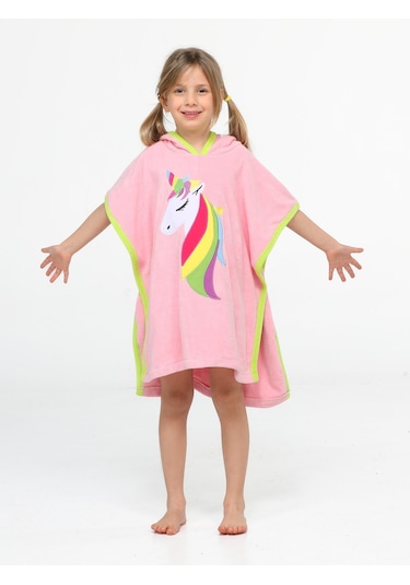 Unicorn 2 Kat Panço Kız Çocuk Plaj Havlusu Pembe
