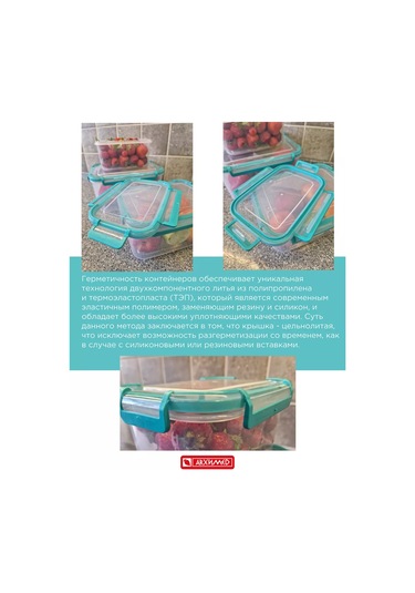 Arhimed 3'lü Hava Geçirmez Gıda Saklama Kabı Seti 243544550 Turkuaz