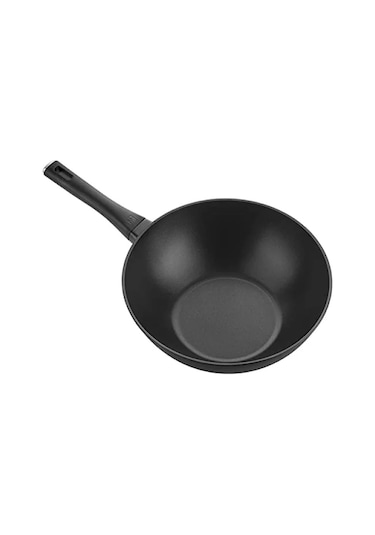 Granit Kaplamalı Wok Tava - 30 Cm, Ergonomik Tasarım 001 Siyah