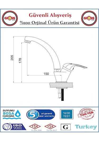 Şenpres Hilal Mix Lavabo Bataryası - 40'lık Kartuş