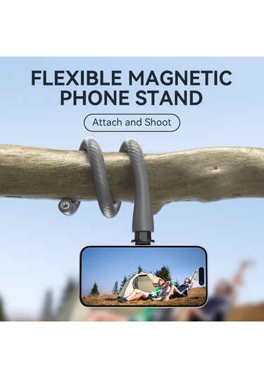 Symbee Telesın P3-fm-01 Manyetik Esnek Telefon Tutucu Gri - 16 Mıknatıslı, Serbest Bükülebilir, Kaymazsız Silikon, 1/4" Vida İle Çok Fonksiyonlu Uyum