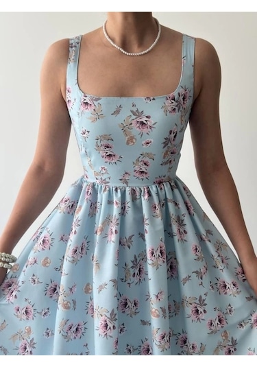 Yoa Cep Detaylı Elbise Mavi