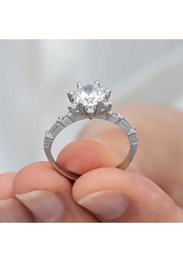 Casera's Gümüş Çiçek Desenli Kadın Yüzük Csr2185265 Gümüş