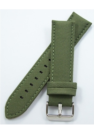 Bizon Haki Yeşil Kumaş Saat Kordonu 22Mm Dokuma Spor Perlon Kayış
