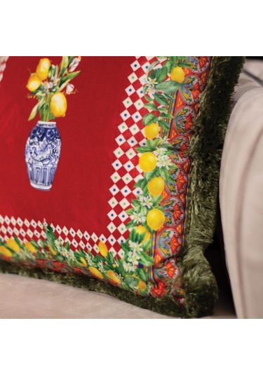 Renkli Limon Desenli Yastık/kırlent Dolgu Boncuk Elyaf, Ulusl. Yıkama Ve Solmama Sertifikası Çok Renkli