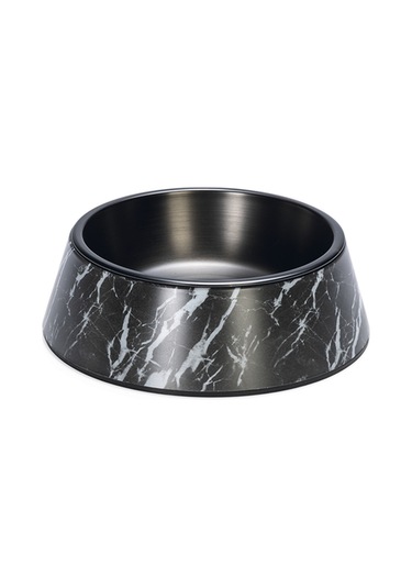 Beeztees Dbl Köpek Mama Su Kabı, Mat Siyah Paslanmaz Çelik, Siyah Mermer Görünümlü, 17,5cm, 350ml