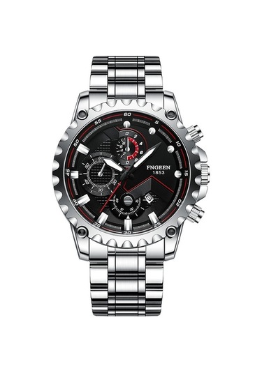 Novahub Fngeen 5757 Erkekler Su Geçirmez Spor Moda Paslanmaz Çelik Saat Beyaz Çelik Siyah Yüzey Çok Renkli Desen Çok Renkli