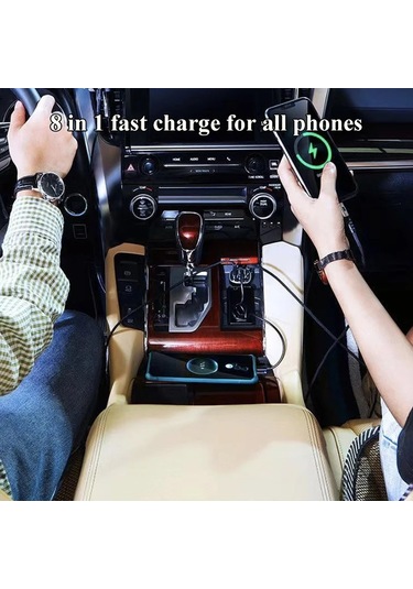 8'i 1 Arada C Araç Telefon Şarj Cihazı Usb A 4 Pd Süper Hızlı Şarj Adaptörü F Siyah Araç Şarj Cihazı