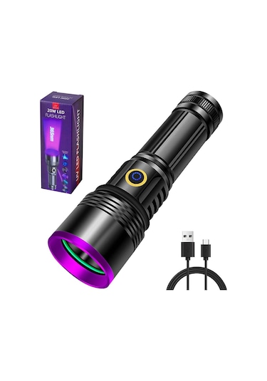 20w 365nm Profesyonel Güçlü Mor Uv Işık El Feneri Evcil Hayvan İd