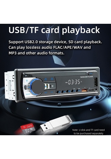 Novahub Çok İşlevli Araba Mp3 Çalar, Otomatik Mp3 Çalma, Fm Radyo, Bluetooth 5.1, Kolay Kurulum