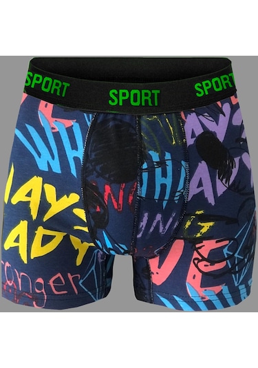 Erkek Desenli 6'Lı Premium Penye Kutu Pamuklu Likralı Boxer Çok Renkli