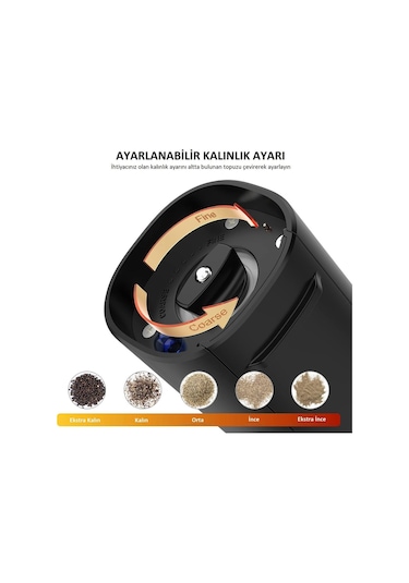 Bright Elegance BE-2220 2'li Standlı Pilli LED Işıklı Otomatik Tuz ve Karabiber Öğütücü