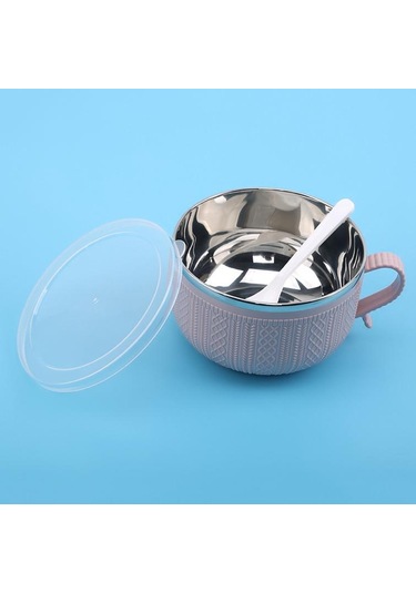 Kapaklı Erişte Kasesi Erişte Pirinç Çorbası Karikatür Çift Yalıtımlı Kase Mutfak Aletleri Ave Bej