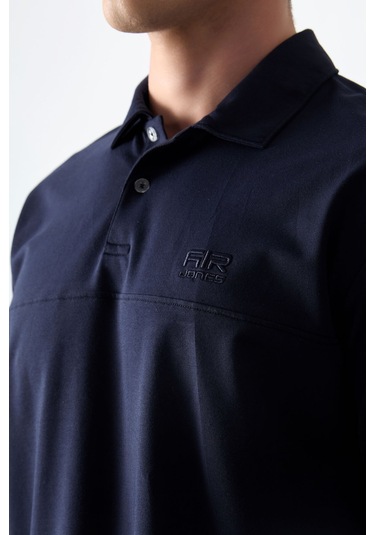 Tommy Life Lacivert Pamuklu Kalın Yumuşak Dokulu Polo Yaka Oversize Fit Basic Erkek T- Shirt - 88382 Lacivert