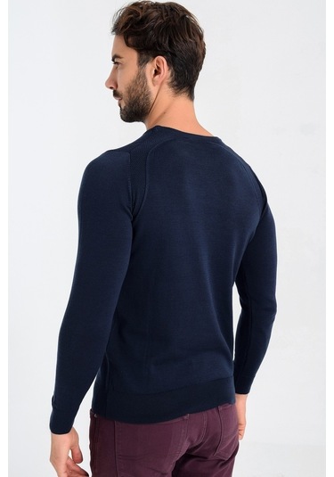 Heyss Bisiklet Yaka Sırt Ve Omuz Detaylı Erkek Triko Kazak