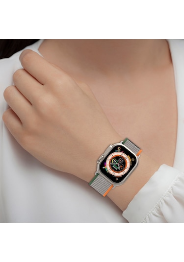 Double Color Nylon Hook And Loop Fastener Watch Band For iOS Uyumlu Watch Series 9&8&7 41mm / Se 3&se 2&6&se&5&4 40mm / 3&2&1 38mm