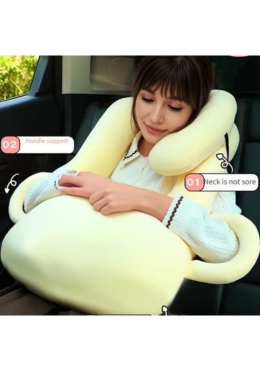 Elmpaly Pastel Pembe U Şekilli Araç Koltuğu Seyahat Yastığı - Boyun Ve Bel Desteği
