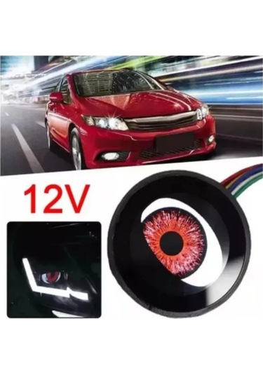Vkemall Araba Led Lens Farı - Şeytan Gözü Hawk Eye, Siyah, Evrensel Uyumlu, 12v, Düz Tip, Plastik Malzeme