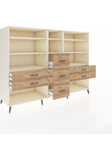 Kronos Dolap 8 Raflı 7 Çekmeceli 220x59x163 Aytaşı-aytaşı/çam Aytaşı-aytaşı/çam