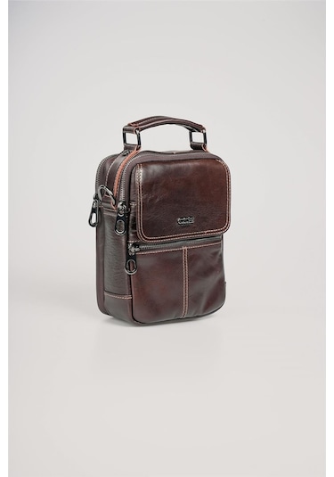 Ççs 31601 Hakiki Deri Askılı Çanta Kahve