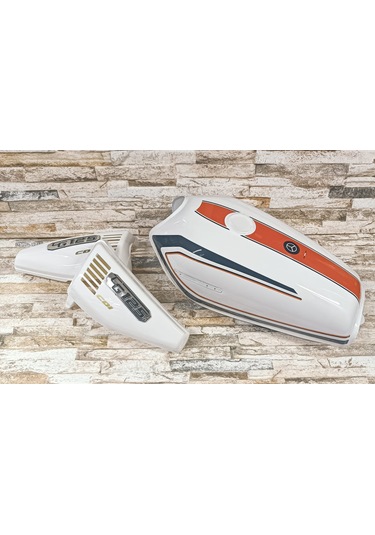 Cg Şeritli Benzin Deposu Ve Yan Kapak Takımı Beyaz