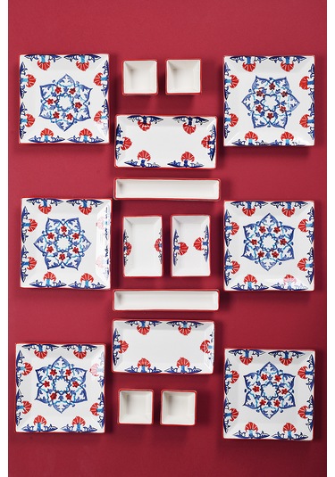 Piatti Naturali 16 Parça 6 Kişilik Çini Kahvaltı Takımı Handmade Sunum Seti Çok Renkli