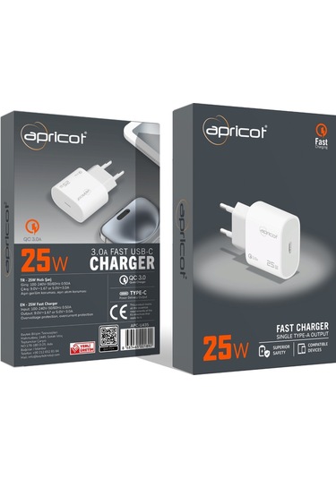Apricot Apc-u435 25w Pd Beyaz Hızlı Ev Şarj Adaptörü