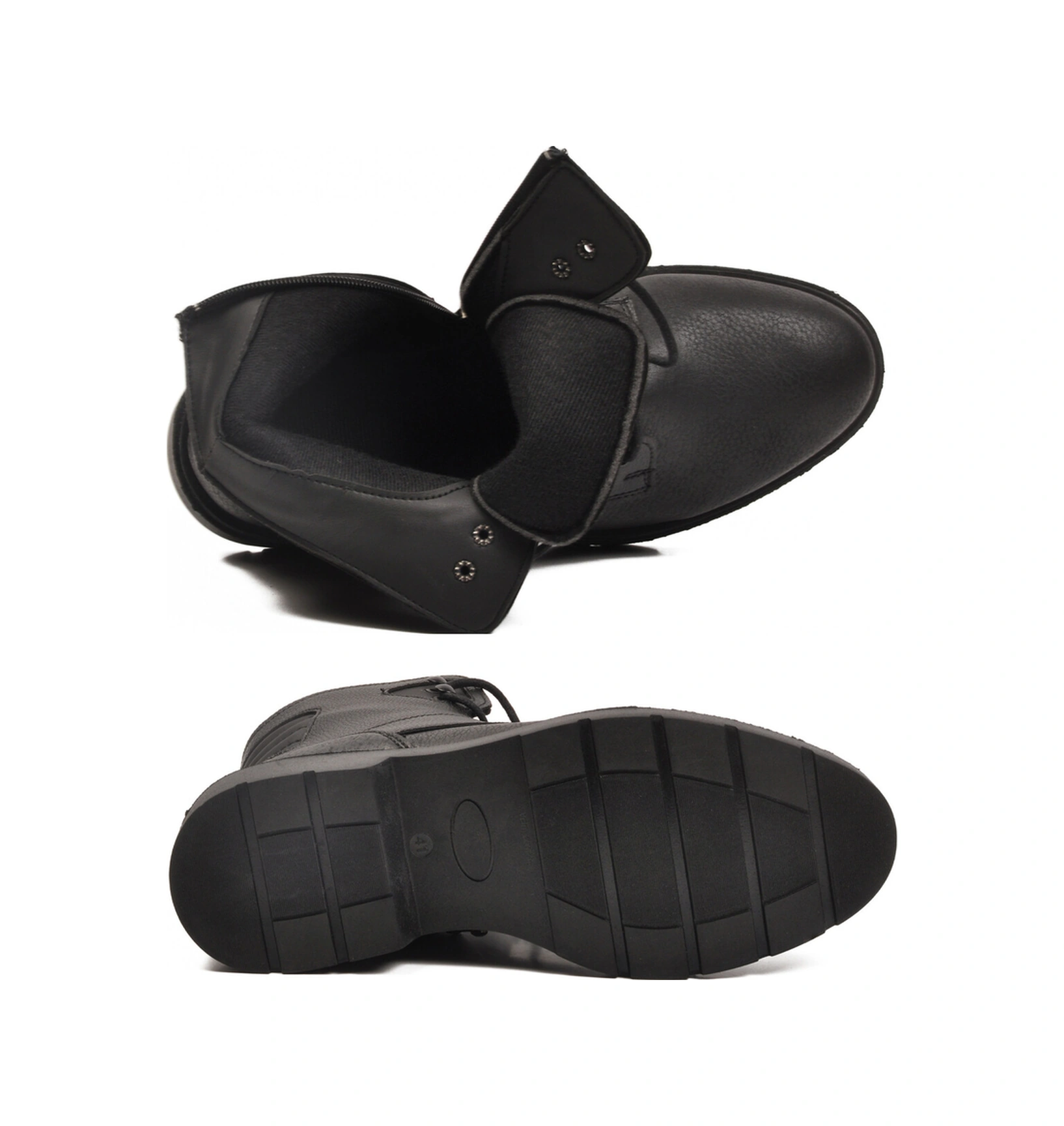 Siyah İçi Polarlı Kaymaz Fermuarlı Bağcıklı Erkek Bot 562 M Siyah