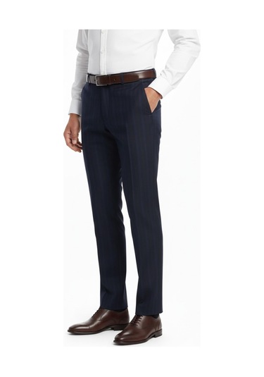 Erkek Regular Fit Çizgili Kumaş Pantolon Likra Kumaş Bgl-st05037 Lacivert