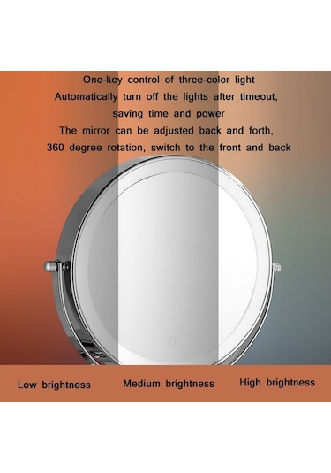 Cbtx Duvara Monte Yedi Kat Büyütme Çift Taraflı Led Işıklı Makyaj Aynası 8''